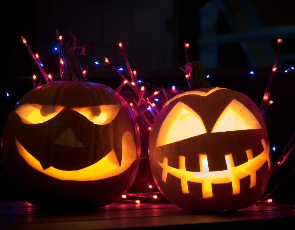 Two jack-o-lanterns